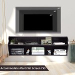 Tangkula Wall Mounted Media Console Floating TV Stand Cabinet 2 Tier Modern Wall Mount TV Component Shelf for Home Living Room Office Wall Mounted Audio Video Shelf Coffee