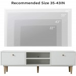 T.F.WONG Mid-Century Modern TV Stand for 65 Inch TV Entertainment Center with Storage Cabinet and Open Shelves Wood TV Console Media Cabinet for Living Room Lounge Bedroom（White Color）