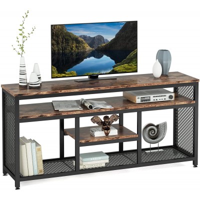 Tribesigns TV Stand for TV up to 60 inches 4 -Tier TV Console Media Stand with Storage Shelves Industrial Style Entertainment Center Console Table for Living Room Entryway