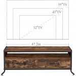 VECELO TV Stand for 55 Inch Industrial Entertainment Center Media Console Table with Storage Drawers for Living Room 47.2 Inch 47.2"x 15.7"x17.7" Brown