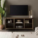 Walker Edison Georgetown Modern Farmhouse Double Barn Door TV Stand for TVs up to 65 Inches 58 Inch Rustic Oak
