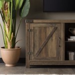 Walker Edison Georgetown Modern Farmhouse Double Barn Door TV Stand for TVs up to 65 Inches 58 Inch Rustic Oak