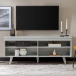 Walker Edison Rohde Contemporary 4 Cubby TV Stand for TVs up to 65 Inches 58 Inch Grey