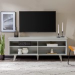 Walker Edison Rohde Contemporary 4 Cubby TV Stand for TVs up to 65 Inches 58 Inch Grey