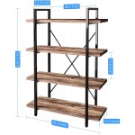 45MinST 4-Tier Vintage Industrial Style Bookcase Metal and Wood Bookshelf Furniture for Collection,Vintage Brown 3 4 5 Tier 4-Tier