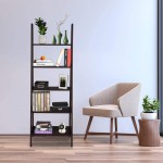 5-Tier Ladder Shelf Book Display Shelf with Storage Rack Brown
