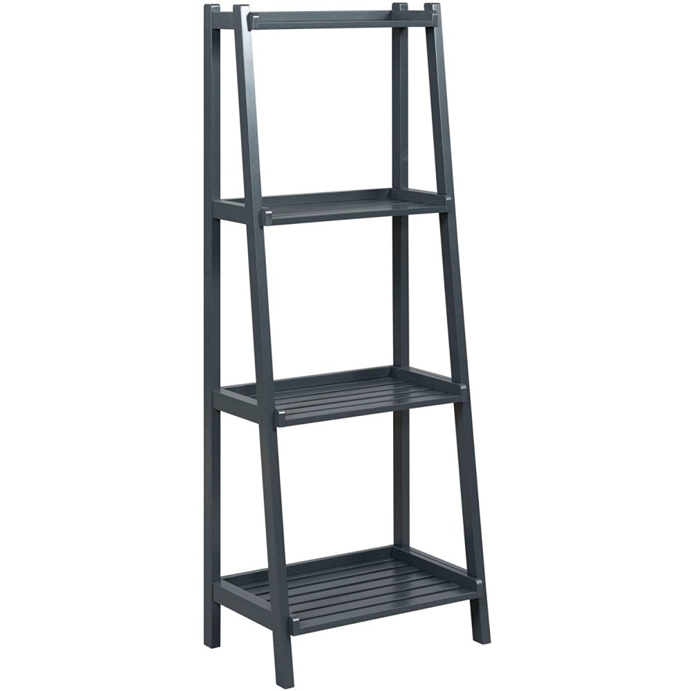 60" Gray Contemporary 4-Tier Ladder Leaning Multipurpose Shelf