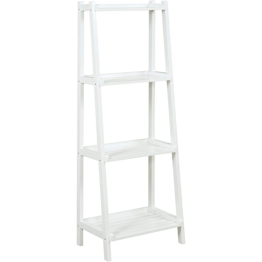 60" White Contemporary 4-Tier Ladder Leaning Multipurpose Shelf