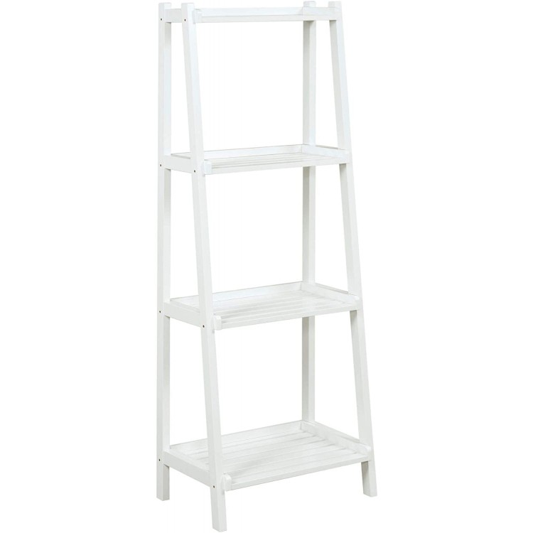 60" White Contemporary 4-Tier Ladder Leaning Multipurpose Shelf