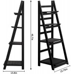 Acendside Ladder Shelf 4 Tier Ladder Bookshelf Ladder Shelves Black Leaning Shelves Wood for Bathroom Kitchen Living Room Office BathroomBlack