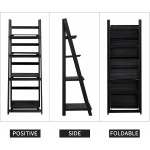 Acendside Ladder Shelf 4 Tier Ladder Bookshelf Ladder Shelves Black Leaning Shelves Wood for Bathroom Kitchen Living Room Office BathroomBlack
