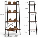 Ahvqevn Ladder Shelf 4-Tier Ladder Bookshelf Ladder Storage Rack Shelves Brown Wood for Bathroom Kitchen Living Room Office