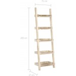 Aisifx Ladder Shelf White 29.5"x14.6"x80.7" Solid Mango Wood