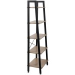 Bysesion BSGT1-XJ 5 Tiers Industrial Ladder Shelf,Bookshelf Storage Rack Shelf for Office Bathroom Living Room，Gray Color