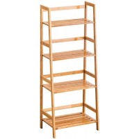 Cenis 4-Tier Bamboo Bookcase Bookshelf Leaning Wall Shelf Shelving Ladder Storage Shelf Wall Shelves Book Shelf Bathroom Shelves Book Shelves Home Decor Clearance Bathroom Shelf Blanket Ladder