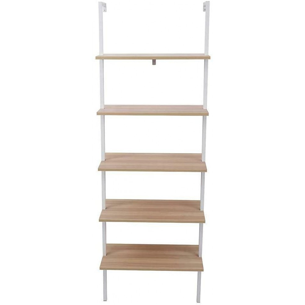 Cenis 5-Tier Wood Wall-Mounted Bookcase with Stable Metal Frame Ladder Shelf Storage Shelf Wall Shelves Book Shelf Bathroom Shelves Book Shelves Home Decor Clearance Bathroom Shelf Blanket Ladder