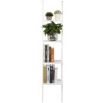 EVTSCAN Ladder Shelf 4-Tier Durable Ladder Shelving Bookcase Leaning Wall Shelf Display Stand Storage Rack White