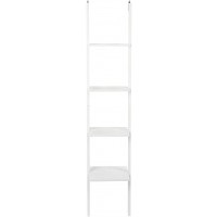 EVTSCAN Ladder Shelf 4-Tier Durable Ladder Shelving Bookcase Leaning Wall Shelf Display Stand Storage Rack White