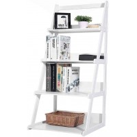 FRITHJILL 4-Tier Ladder Shelf Leaning Bookshelf Plant Display Stand Storage Shelves Multipurpose Corner Shelf,White