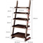 GHW Ladder Shelf Leaning Shelf 5-Tier Bookshelf Rack for Living Room Kitchen Office Stable Steel Industrial Furniture Rustic Brown