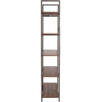 Glitzhome 5 Tier Bookshelf Walnut Wood Books Shelves Holder Accent Rustic Bookcase Storage Organizer Magazine Movies Display Rack with Standing Metal Frame for Bedroom Living Room Office Study Room