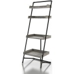 ioHOMES Palos Industrial 4-Shelf Ladder Display Shelf Vintage Gray Oak