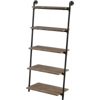 ioHOMES Tober Industrial 5-Tier Steel Ladder Shelf Natural
