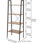 JEROAL 4 Tier Ladder Shelf Wooden Leaning Bookshelf Storage Display Shelves Open Bookcase with Metal Frame Perfect for Home Office or Bedroom Rustic Brown