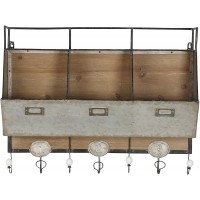 Kate and Laurel Arnica Rustic Wood and Metal Wall Storage Pockets with Hooks