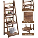 Ladder Bookshelf 4-Tier Bookcase,Wooden Plant Shelf with Stable Frame,Multifunctional Storage Shelf for Living Room,Home Office Brown