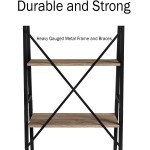 Ladder Bookshelf 4 Tier Leaning Decorative Shelves for Display Black and Gray Shelf Stand- Living Room Bathroom & Kitchen Shelving by Lavish Home