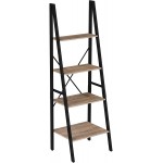 Ladder Bookshelf 4 Tier Leaning Decorative Shelves for Display Black and Gray Shelf Stand- Living Room Bathroom & Kitchen Shelving by Lavish Home