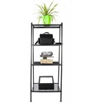 Ladder Shelf 4-Tier Metal Bookshelf Wire Mesh Bookshelf for Office Living Room Balcony and Bedroom Black