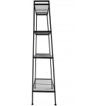 Ladder Shelf 4-Tier Metal Bookshelf Wire Mesh Bookshelf for Office Living Room Balcony and Bedroom Black