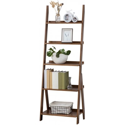 Ladder Shelf 5-Tier Bookshelf Sobibo Free Standing Organizer Storage Shelves Storage Rack Shelf for Office Bathroom Living Room Brown