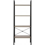 Ladder Shelf Bookshelf Storage Rack Shelves Bathroom Living Room Industrial Accent Furniture Steel Frame Charcoal Gray and Black 4Tier