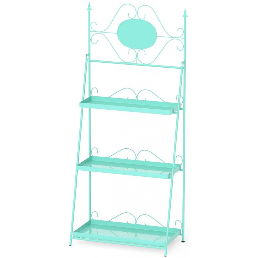Mint Green Metal Ladder Shelf Planter Stand Flower Rack Bookshelf Home Organizer BlowN Ladder Shelf Decorative Ladder Decorative Shelves