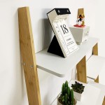 Modquen Ladder Shelves 4-Tier Wooden Wall-Leaning Open Shelves for Kitchen Living Room Balcony Office