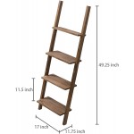 MyGift 4-Tier Burnt Wood Decorative Wall-Leaning Ladder Shelves
