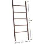 RHF 54" Ladder Shelf Leaning Shelf Decorative Ladder for Bathroom Ladder Shelf Stand Rustic Farmhouse Wood Ladder No Assembly Required 4.5 Ft Brown