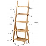 SOBIBO Ladder Shelf 5-Tier Leaning Shelf Free Standing Organizer Storage Shelves Storage Rack Shelf for Office Living Room Nature
