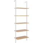 SogesHome Industrial Wall-Mounted Ladder Shelf 5-Tier Modern Bookshelf with Industrial Metal Frame Bookcase Organize Plant Flower Display Stand for Kitchen Living-Room Bedroom Office