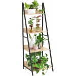 SpringSun 4-Tier Ladder Shelf Wood Plant Flower Stand Storage Rack Shelf Steel Frame for Office and Home