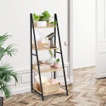 SpringSun 4-Tier Ladder Shelf Wood Plant Flower Stand Storage Rack Shelf Steel Frame for Office and Home