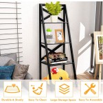 Tangkula 4-Tier Ladder Shelf Bookcase Set of 2 Leaning Free Standing Wooden Frame Decor Bookshelf Storage Flower Shelf Plant Display Shelf for Home Office