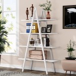Tribesigns 4-Tier Bookshelf A-Shaped Bookcase 4 Shelves Industrial Ladder Shelf Open Display Shelves Book Storage Organizer for Living Room Home Office White