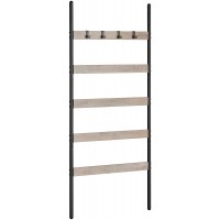 VASAGLE Blanket Ladder 5-Tier Ladder Shelf Wall-Leaning Rack Steel 25.6 Inch Wide Scarves Industrial Style Greige and Black ULLS011B02