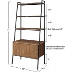 VIFAH District Indoor Metal 3-Tier Ladder w  Bookcase Walnut 32 x 19.5 x 71