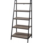 Walker Edison Capitan Contemporary Metal and Wood Ladder Bookshelf 56 Inch Grey Wash