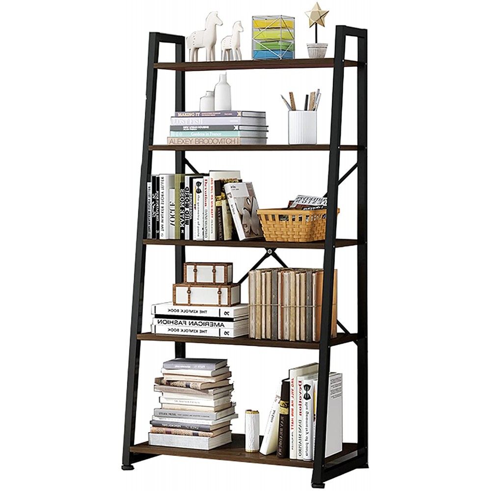 Wddwymll 5-Layer Ladder Shelf Industrial Design Bookcase,Sturdy Easy Assembly,for Living Room,Bedroom,Office Storage Shelves66×33×150cm